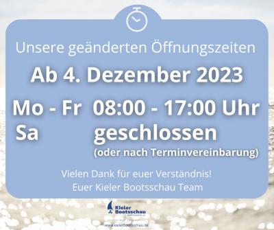 Bitte achtet auf unsere angepassten Öffnungszeiten ab 4.12.2023